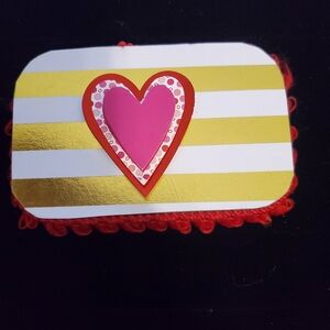 Gold and White Striped Heart Tin Box